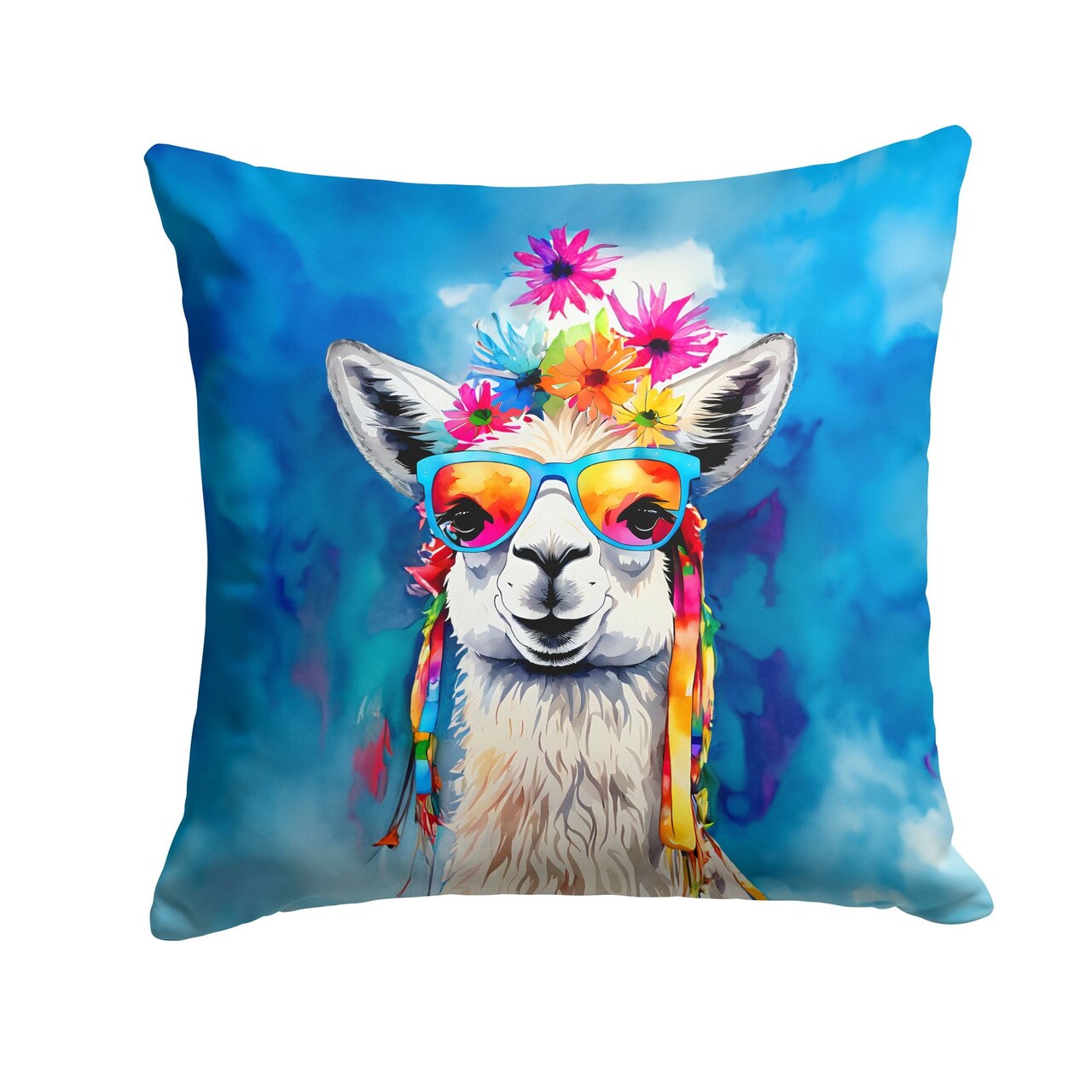 Edge Collections - 14" X 14" - Multicolor - Llama Throw Hippie Animal NEW - 1 Piece